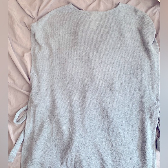 H&M Dusty Light Blue Tunic Top Side Tie Knit Sleeveless Sweater - Picture 3 of 4